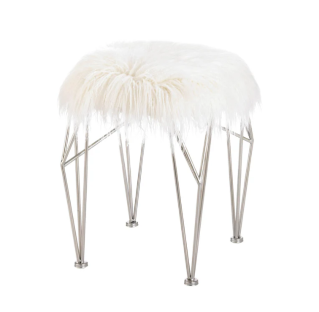 Fur Stool with Prism Legs