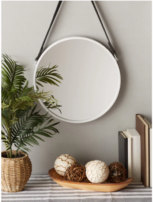 Hanging Mirrors with Faux Leather Strap