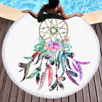 White Dreamcatcher Circular Beach Towel