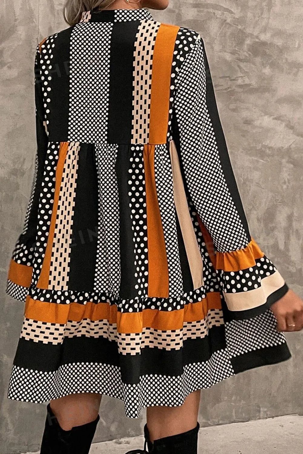 Orange Notched Mini Dress