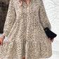 Khaki Long Sleeve Mini Dress