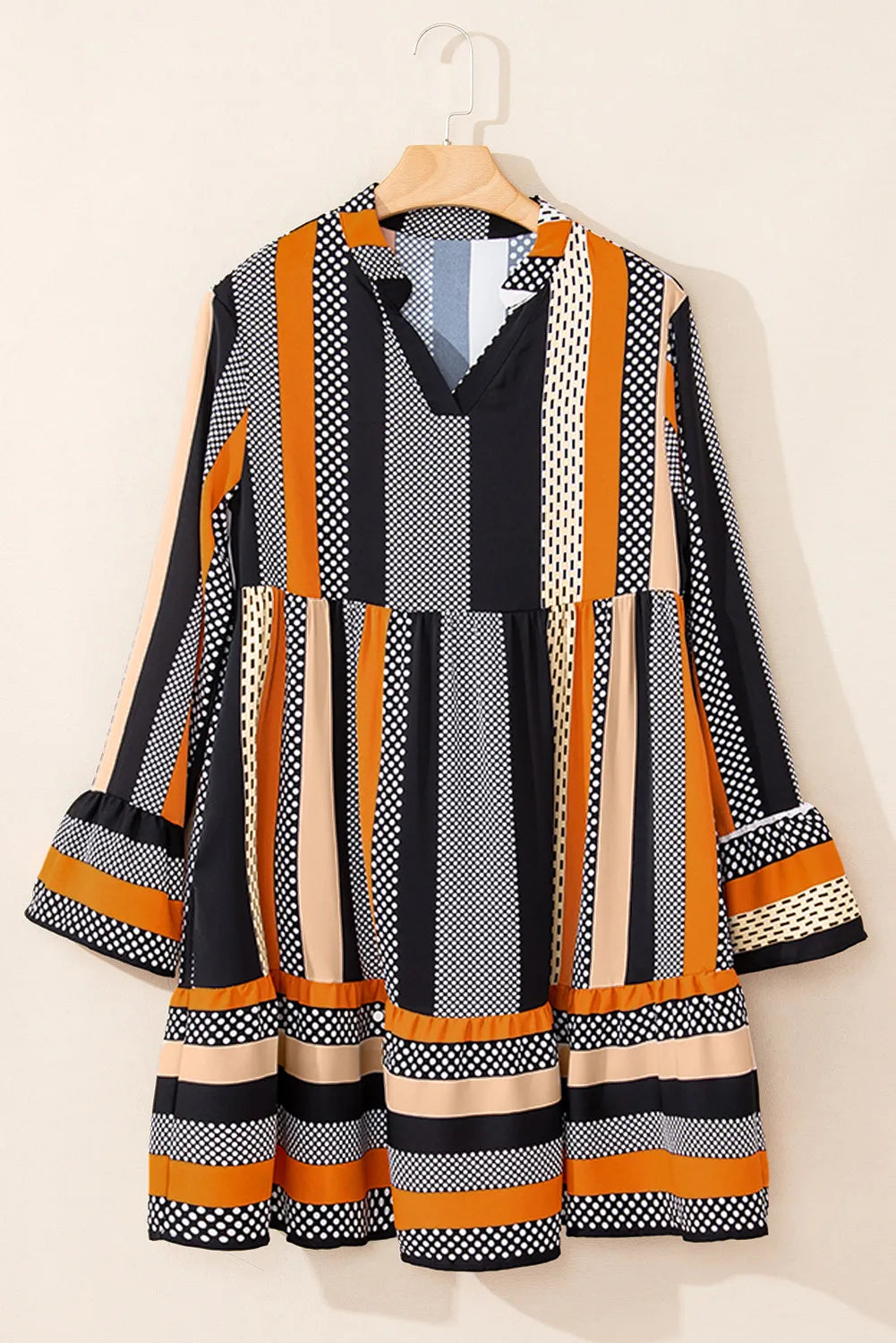 Orange Notched Mini Dress