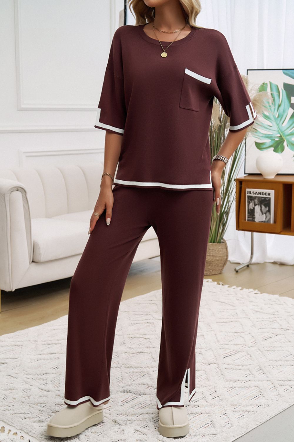 Devine Contrast Pants Set