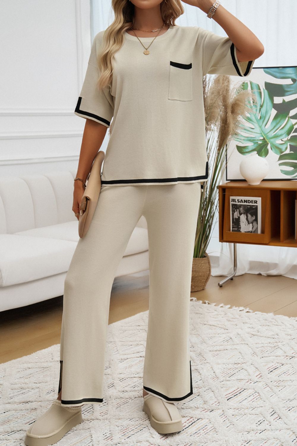 Devine Contrast Pants Set