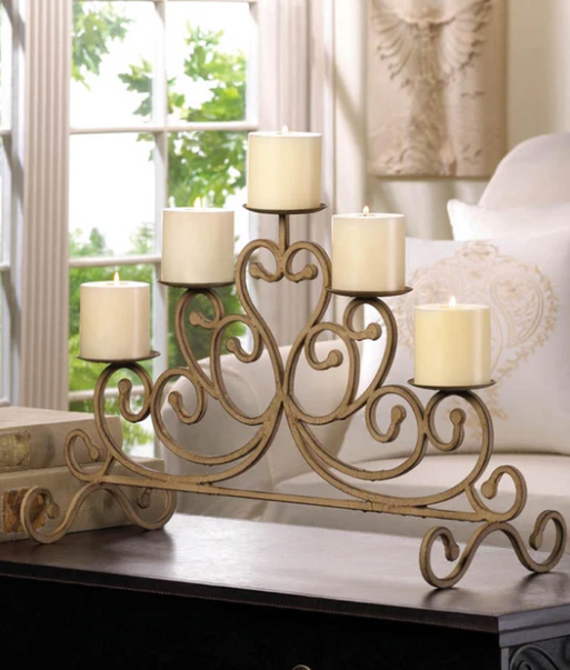 Antiqued Iron 5-Candle Stand