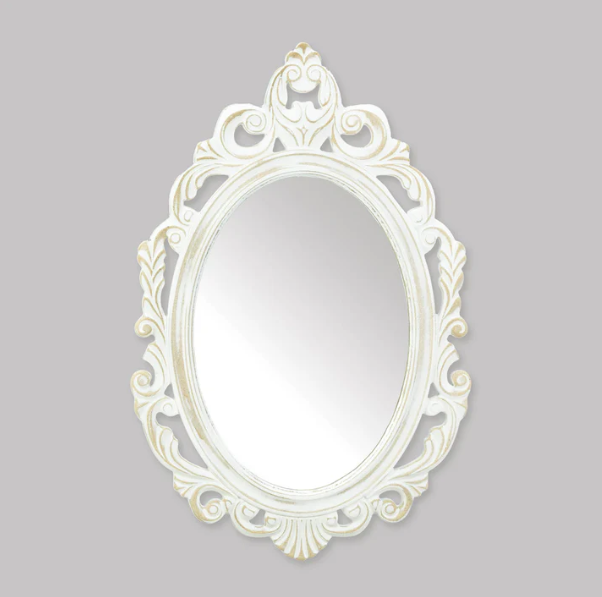 Antiqued White Wall Mirror