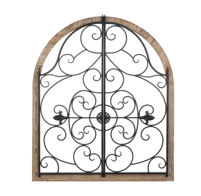 Arched Wood and Iron Wall Decor