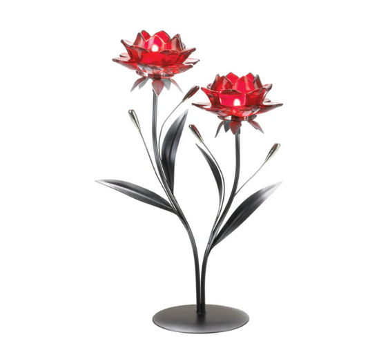 Beautiful Red Flowers Candle Holder