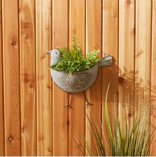 Bird Galvanized Wall Planter