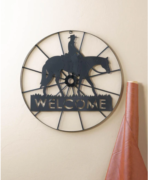 Cowboy Welcome Wheel Sign