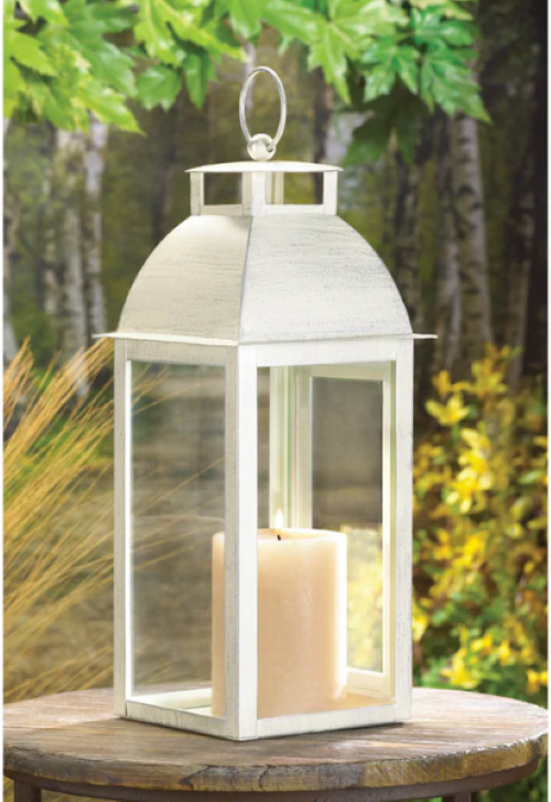 Distressed Ivory Candle Lantern