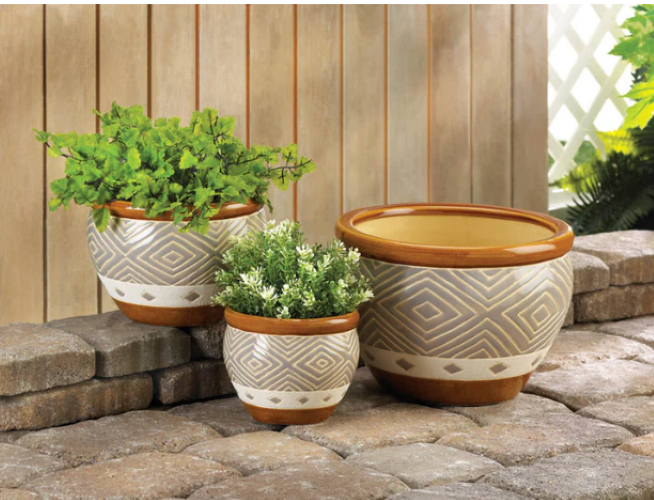 Earth-Tone Trim Planter Trio