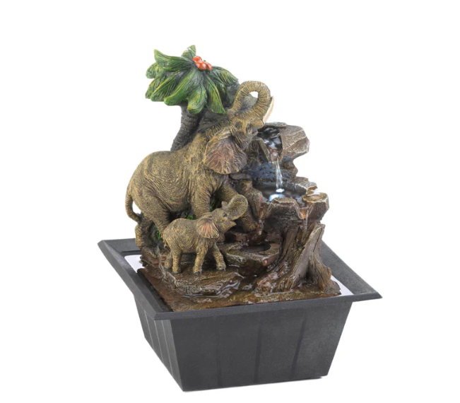 Elephant Family Tabletop Fountain