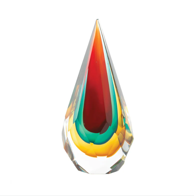 Faceted Teardrop Art Glass