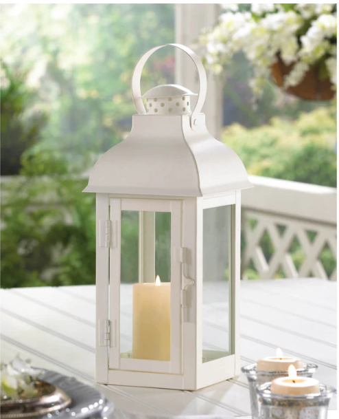 Gable Medium White Lantern