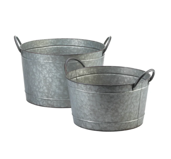 Galvanized Bucket Planter Duo