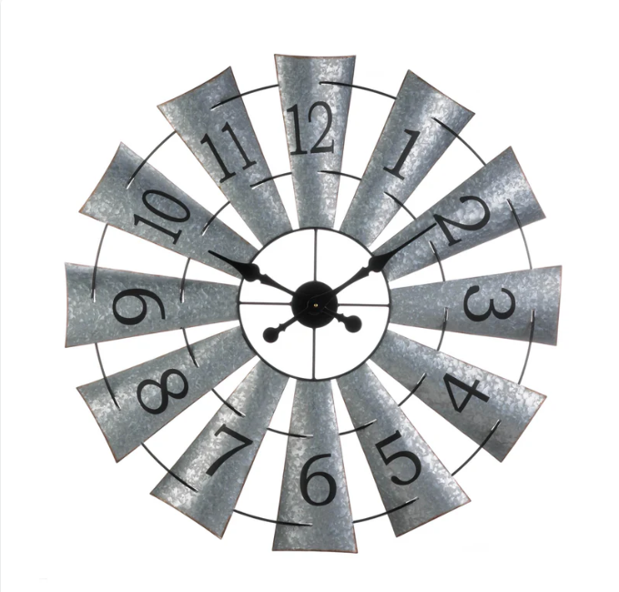 Galvanized Windmill Wall Clock