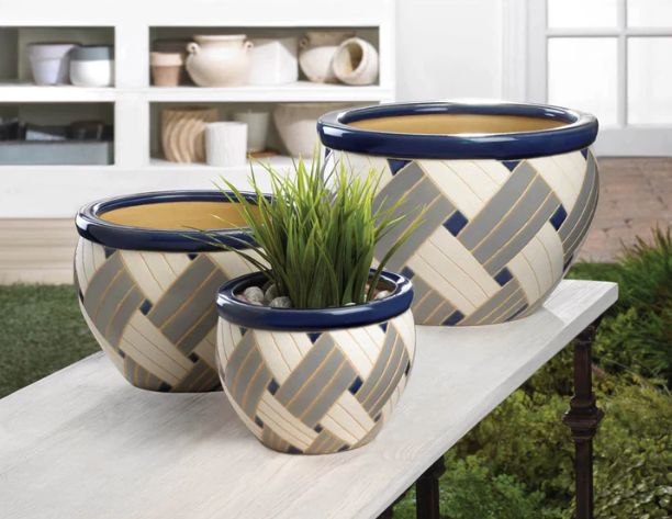 Geo Print Planter Trio