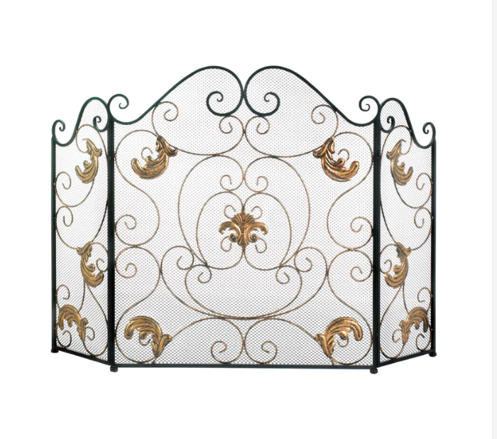 Gold Fleur-de-Lis Fireplace Screen