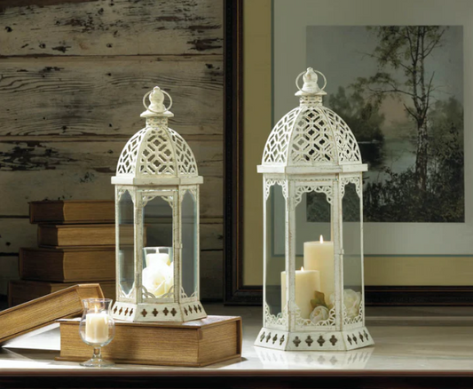 Graceful Distressed White Lanterns