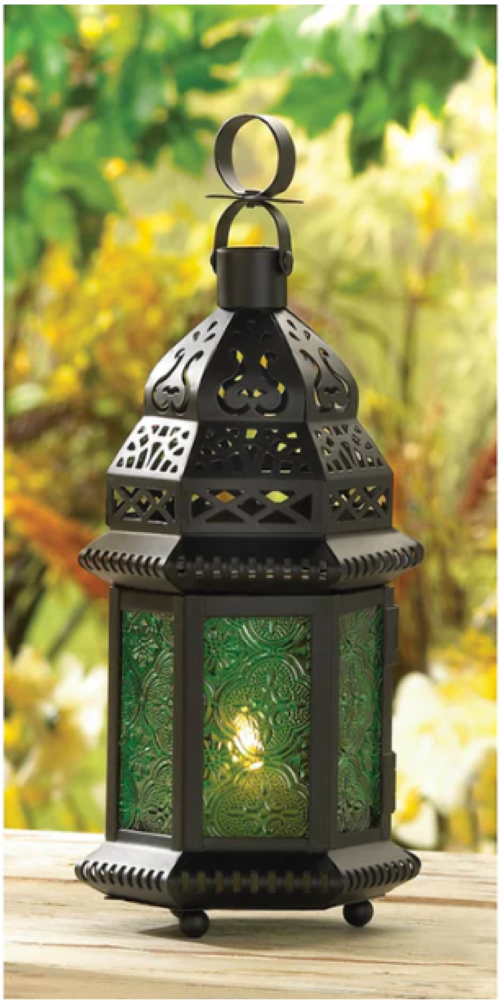 Green Glass Moroccan Lantern