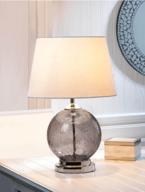 Grey Cracked Glass Table Lamp