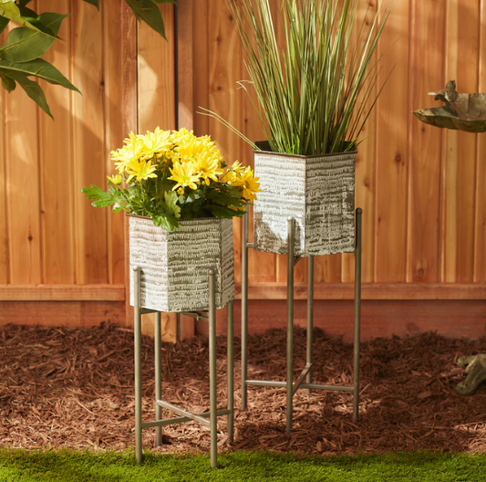 Hexagon Bucket Plant Stand Set