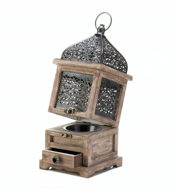 Large Flip-Top Wooden Lantern