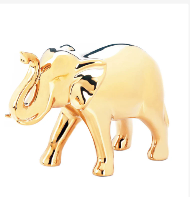 Large Golden Elephant Figurine