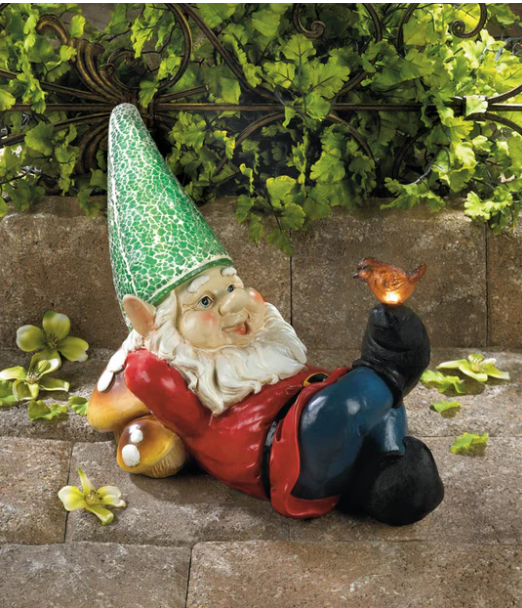 Lazy Gnome Solar Statue