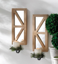 Mirrored Wood Candle Sconce Set