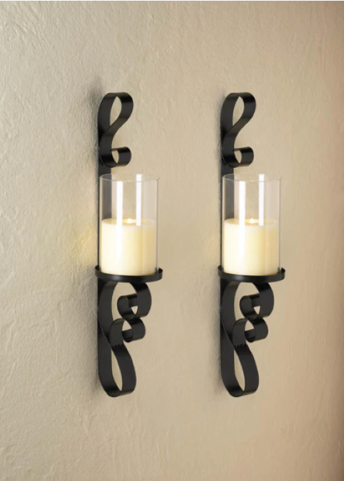 Ornate Candle Sconce Duo