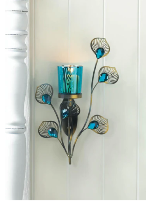 Peacock Inspired Single Sconce