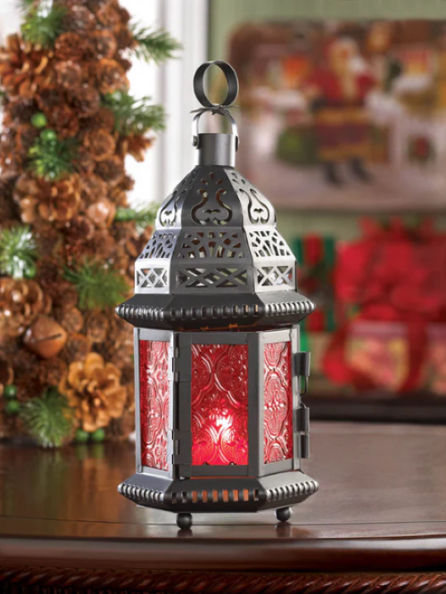 Red Glass Moroccan Lantern