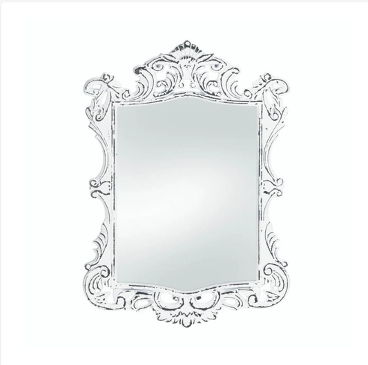 Regal White Distressed Wall Mirror