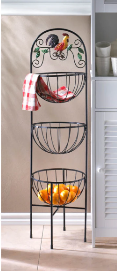 Rooster 3-Tier Kitchen Basket