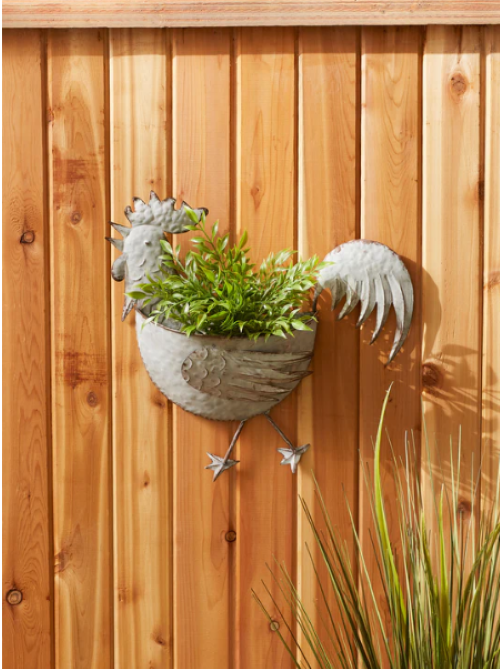 rooster planter pot Rooster Galvanized Wall Planter – BDK's Enterprises