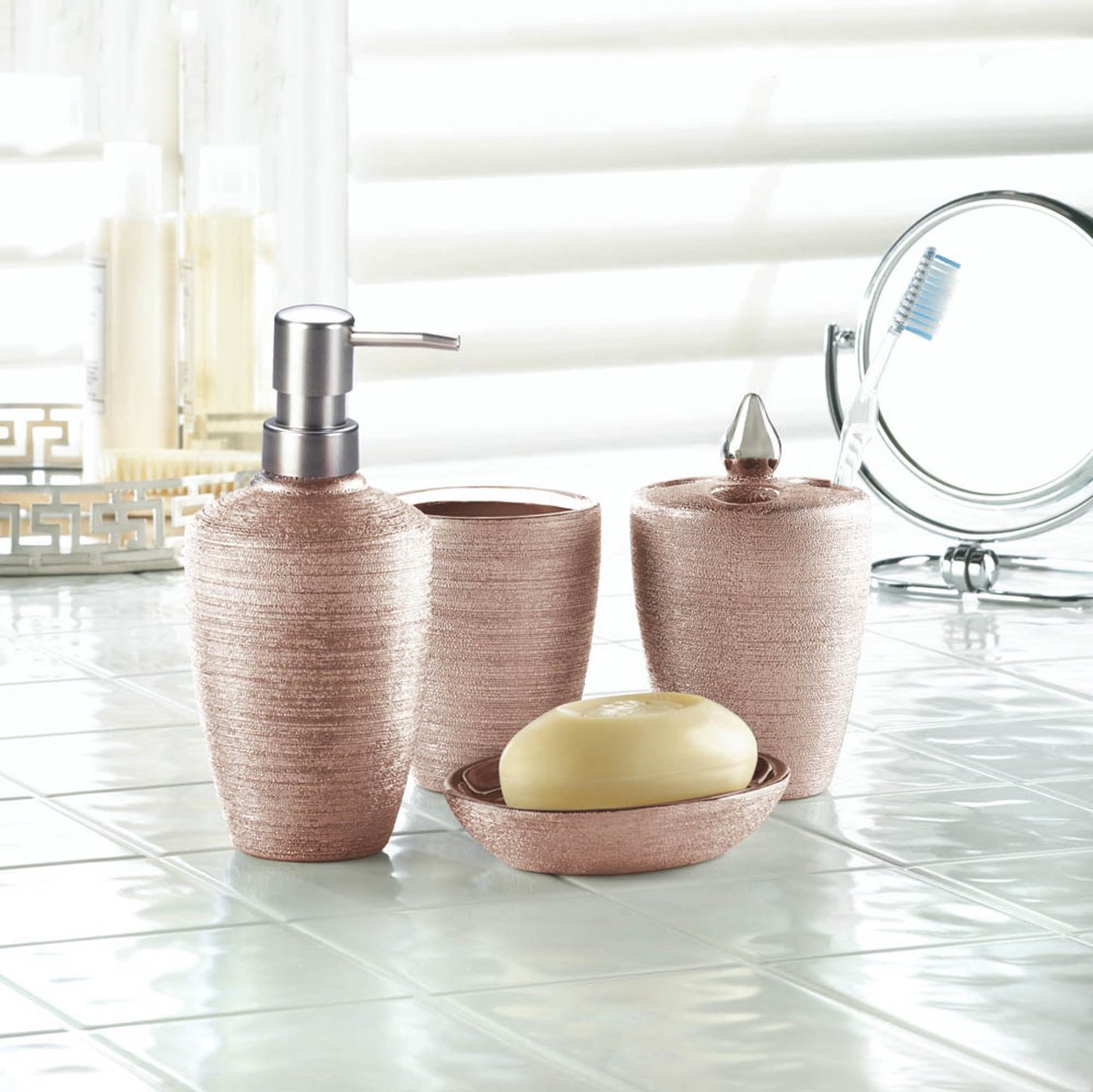 Rose Golden Shimmer Bath Accessories