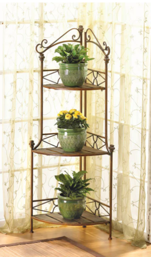 Rustic Corner Baker's Rack