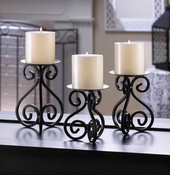 Scrollwork Candle Stand Trio