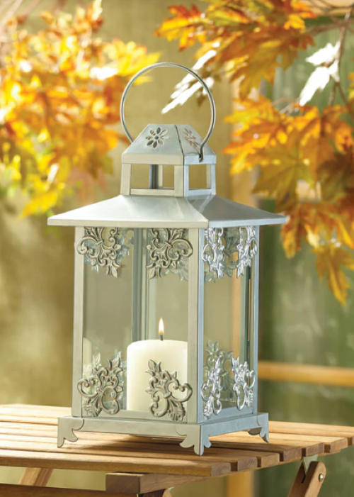 Silver Scrollwork Candle Lantern