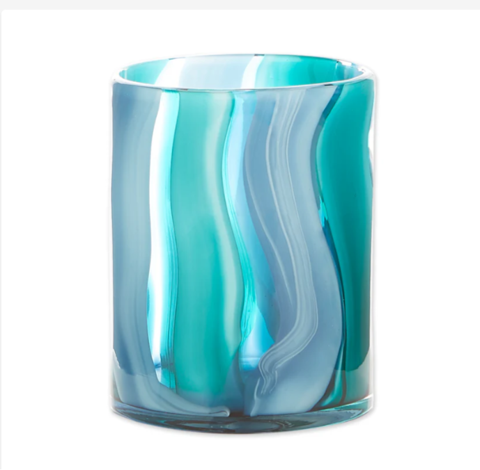 Small Blue Cylinder Glass Vase