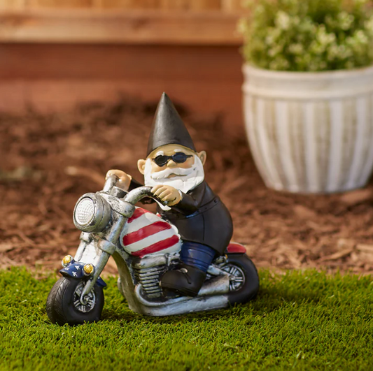 Solar Biker Gnome Figurine