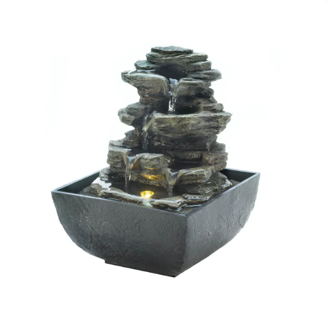 Tiered Rock Formation Tabletop Fountain