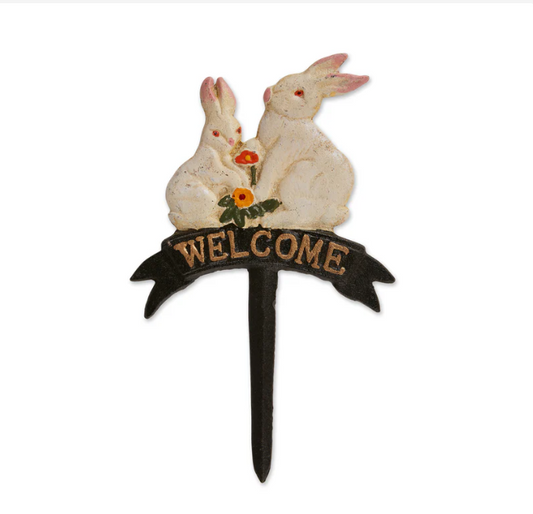 Welcome Bunnies Cast Iron Sign