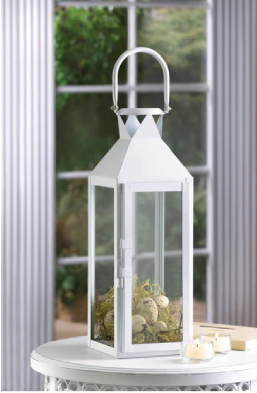 White Manhattan Candle Lantern