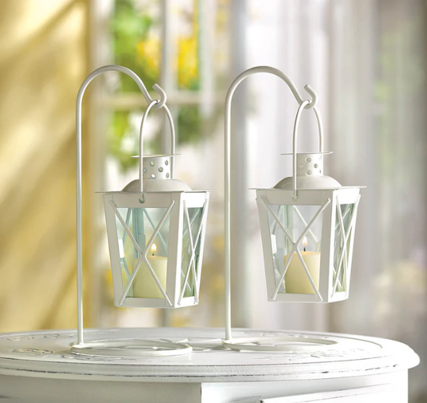 White Railroad Candle Lanterns