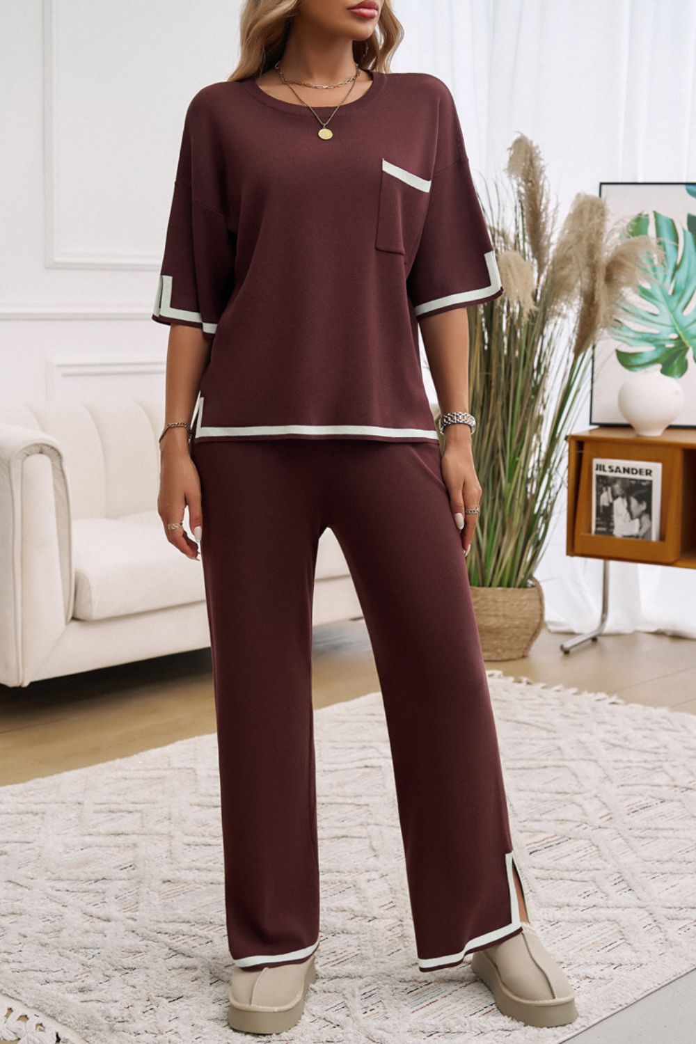 Devine Contrast Pants Set