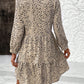 Khaki Long Sleeve Mini Dress