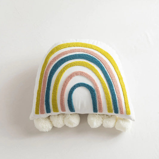 Embroidered Rainbow Pillow